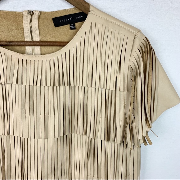 English Rose Vegan Leather Fringed Zip Back Shirt - Picture 2 of 8